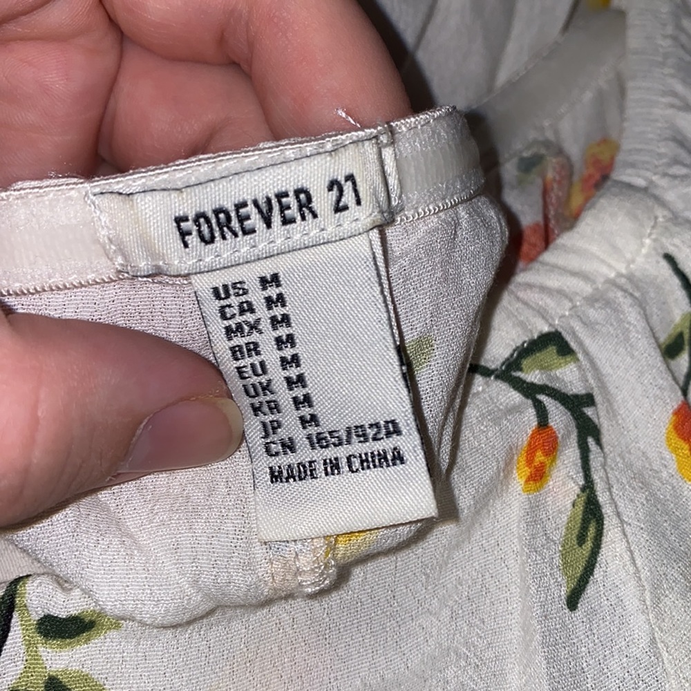 🆕 FOREVER 21 White Floral Off Shoulder Dress Size Medium - Picture 5 of 8